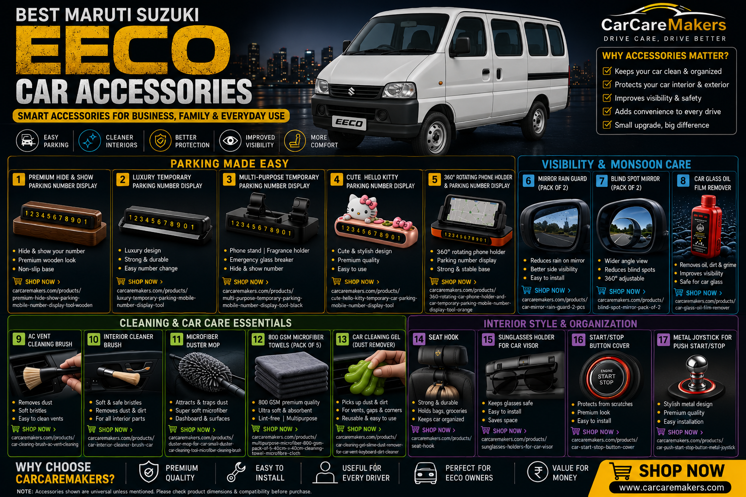 Best Maruti Suzuki Eeco Car Accessories for Business, Family & Everyday Driving