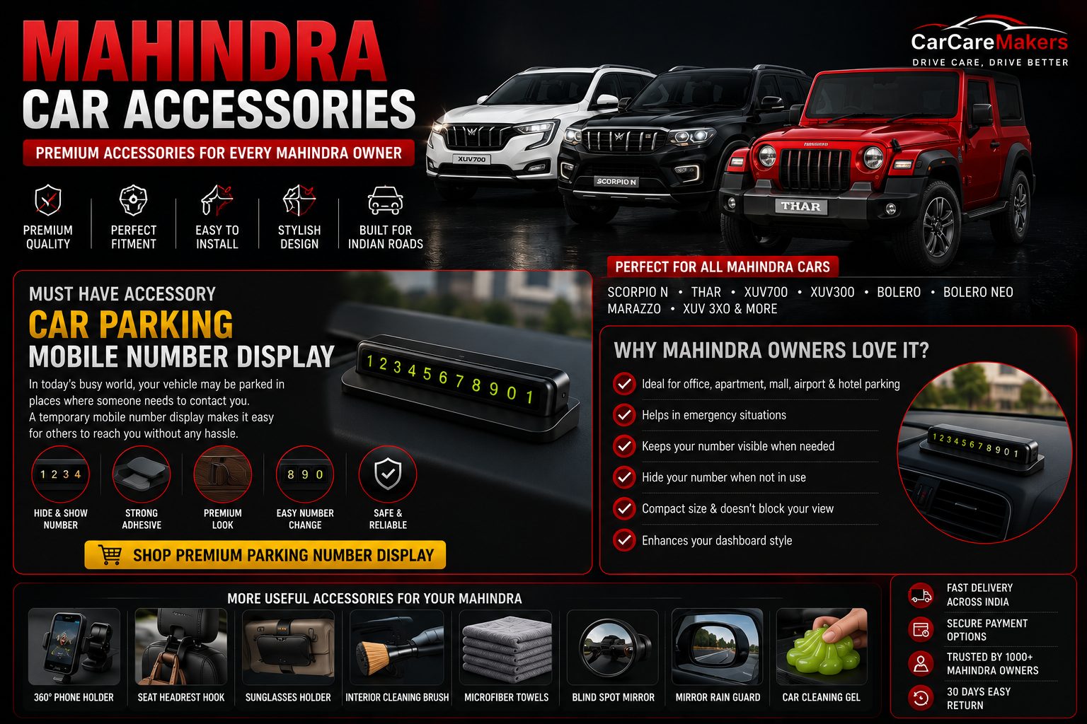 Premium Mahindra Car Accessories for Everyday Convenience
