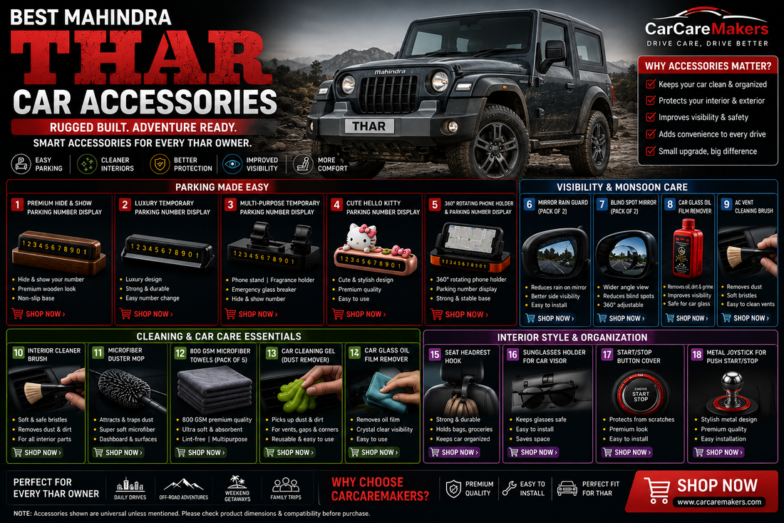Best Mahindra Thar Car Accessories for Daily Drives, Road Trips & SUV Life