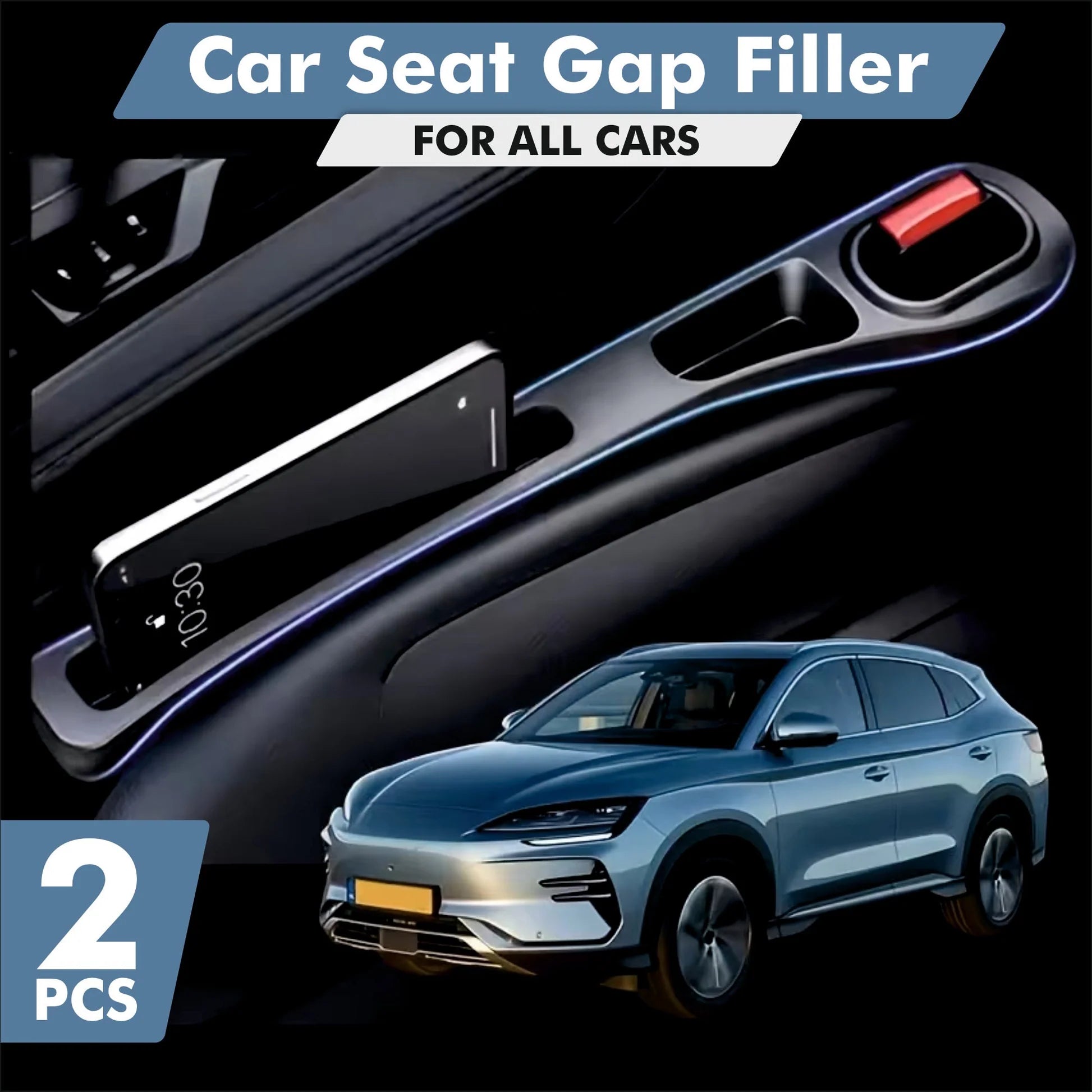 Car Seat Side Gap Filler Black Pcs - 2