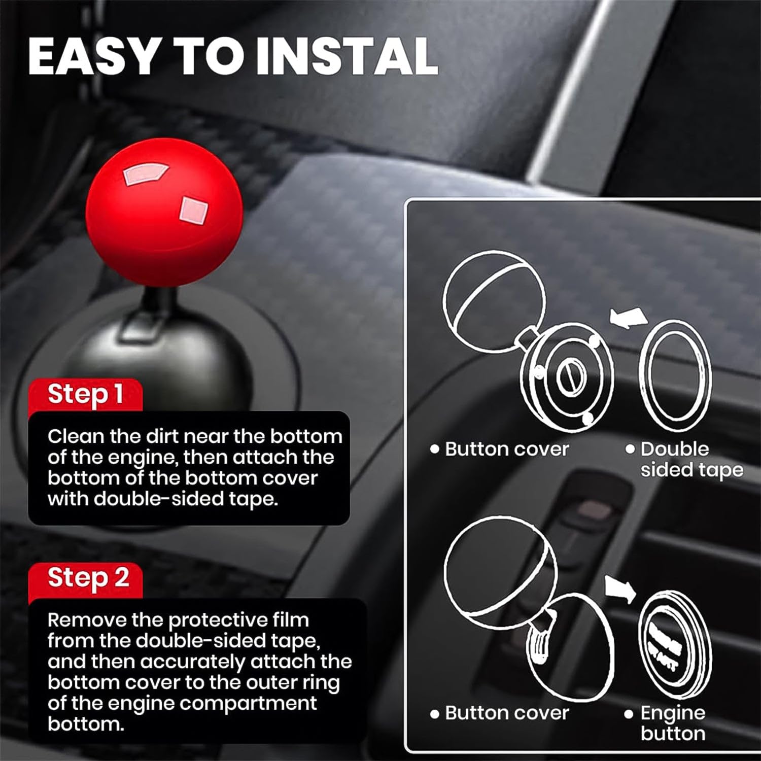 CarCareMakers Car Push Start Stop Button Metal Joystick for Push Start Stop Button All Cars