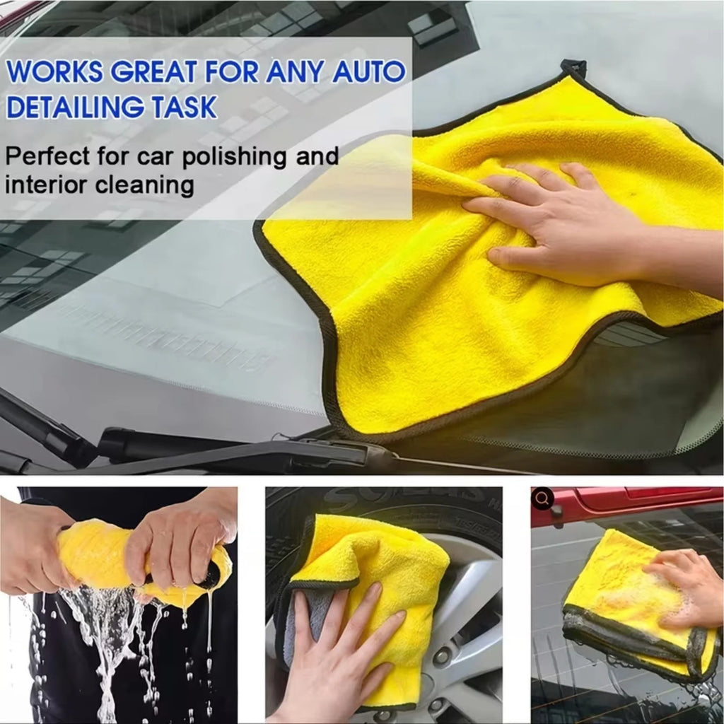 Multipurpose Microfiber 800 GSM Pack of 5-40cm x 40cm Cleaning Towel Microfibre Cloth Highly Absorbent Dust Towels for All Vehicles Bikes Cars Glass