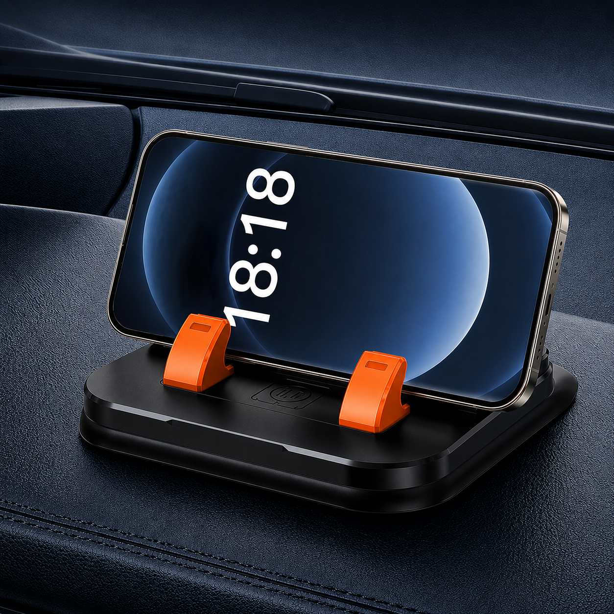 Temporary Car Parking Contact Number Display With 360 Rotate Mobile Stand - Black and Orange