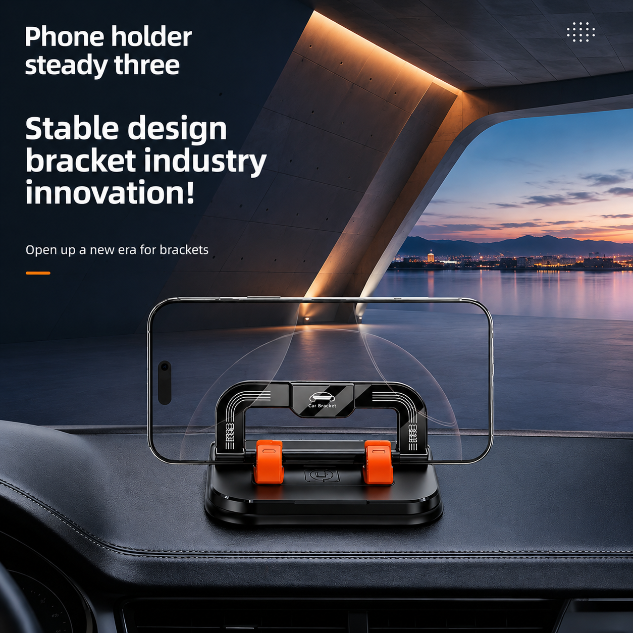 Temporary Car Parking Contact Number Display With 360 Rotate Mobile Stand - Black and Orange