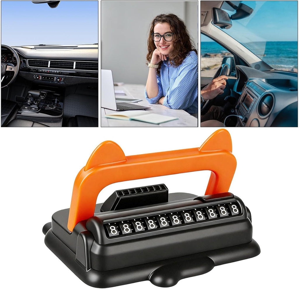 Temporary Car Parking Number Tool With 360 Rotate Mobile Stand - Black and Orange