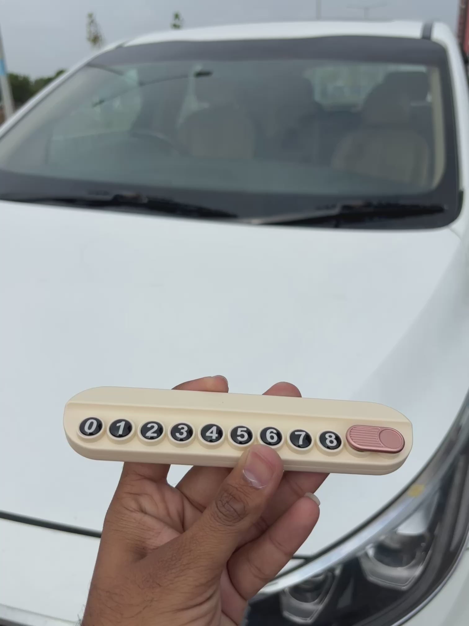 Temporary Car Parking Contact Number Display With Air Fragrance Facility Cream Color