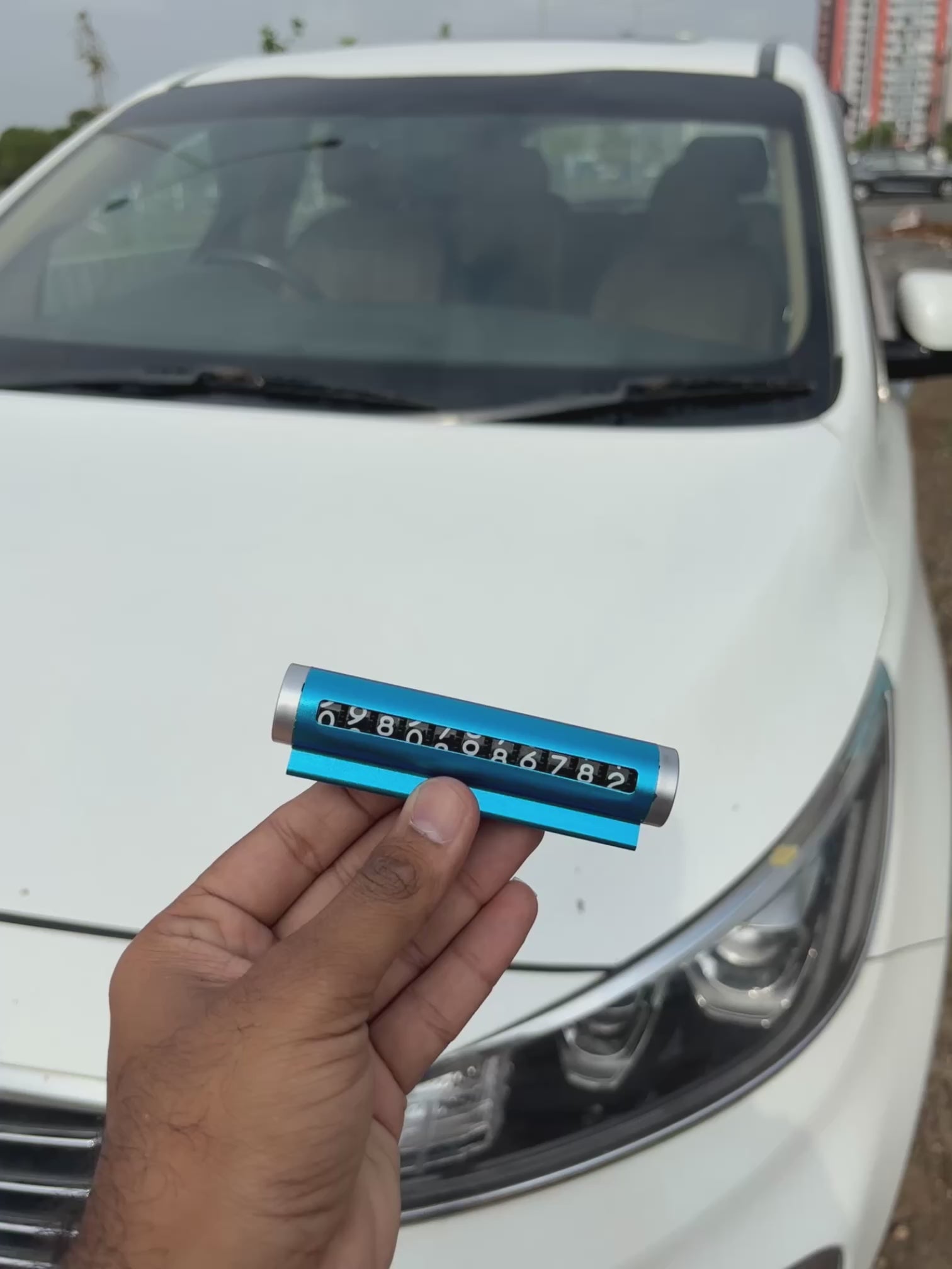 Temporary Car Parking Number Metal Display - Blue
