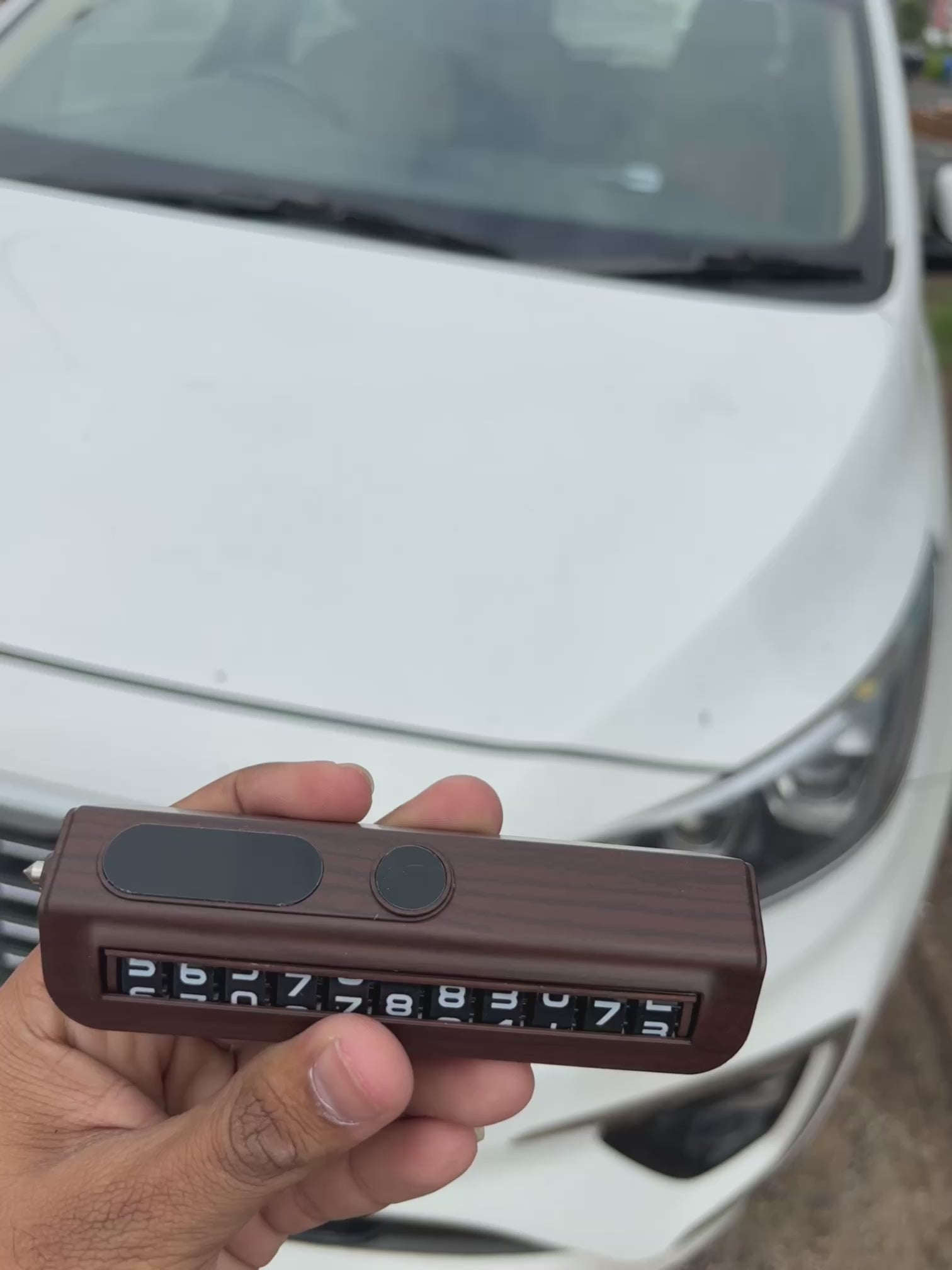 Temporary Car Parking Number Display - Wooden Color