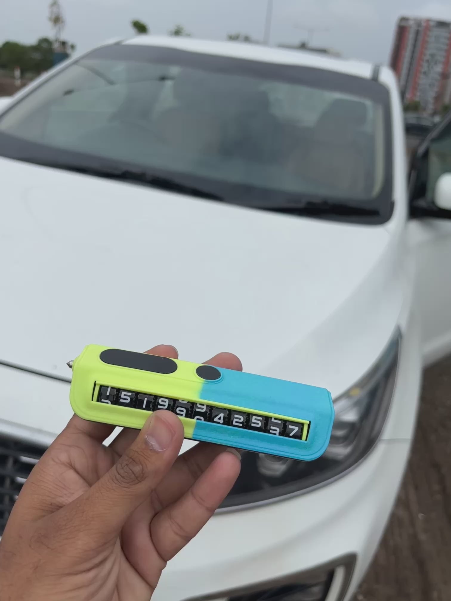 Temporary Car Parking Number Display - Blue And Neon