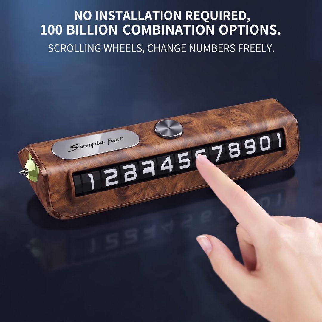 Temporary Car Parking Number Display - Wooden Color