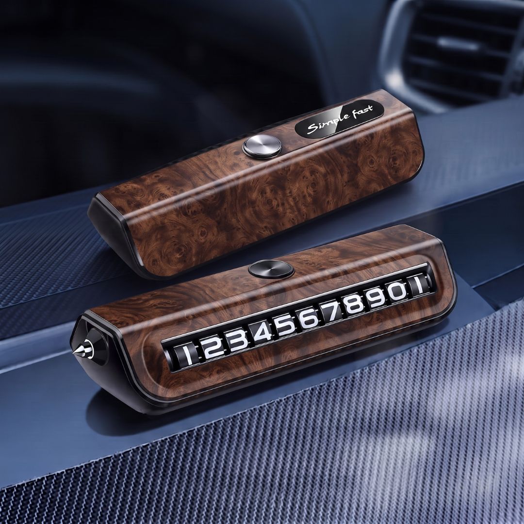 Temporary Car Parking Number Display - Wooden Color