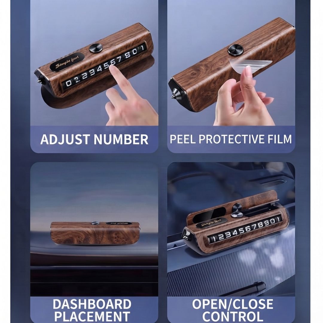 Temporary Car Parking Number Display - Wooden Color