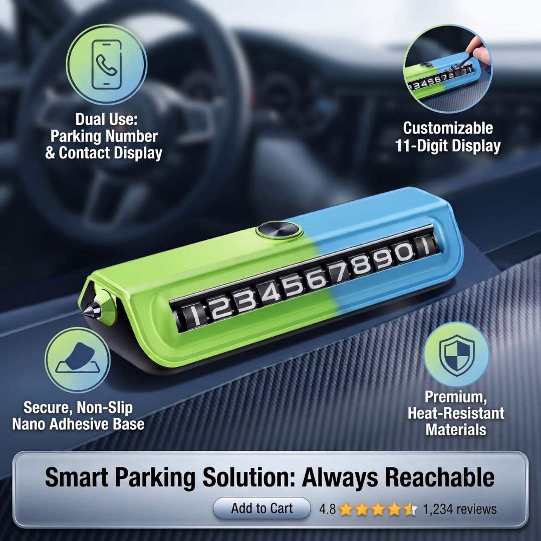 Temporary Car Parking Number Display - Blue And Neon