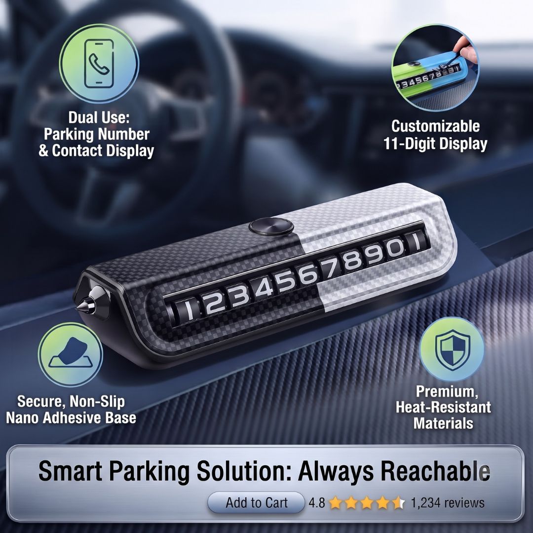 Temporary Car Parking Number Display - Black And Grey