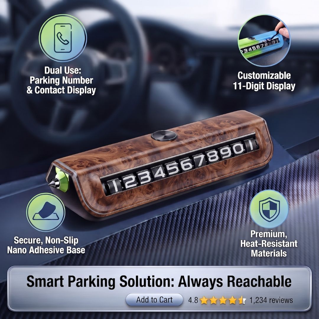 Temporary Car Parking Number Display - Wooden Color