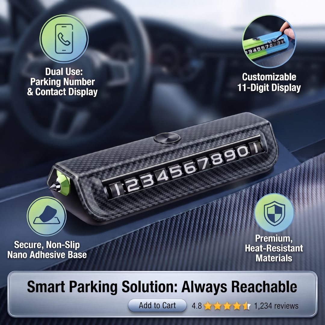 Temporary Car Parking Number Display - Black