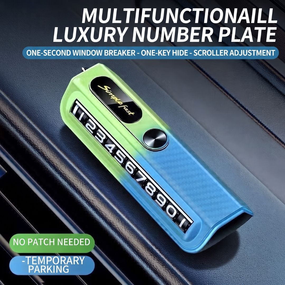 Temporary Car Parking Number Display - Blue And Neon