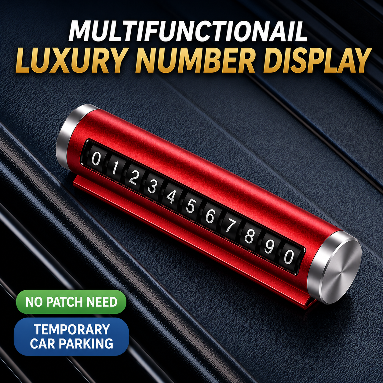 Temporary Car Parking Number Metal Display - Red