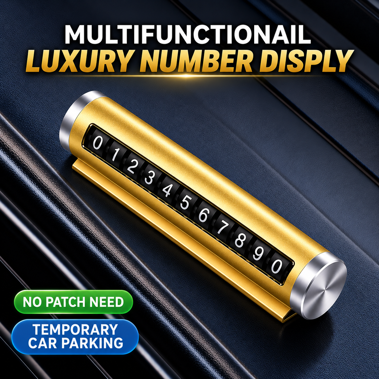 Temporary Car Parking Number Metal Display - Gold