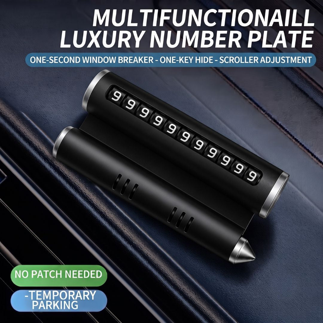 Temporary Car Parking Contact Number Display With Multi Use – Black