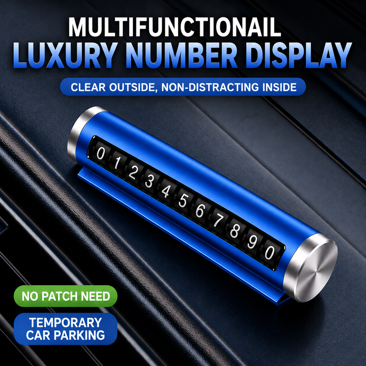 Temporary Car Parking Number Metal Display - Blue