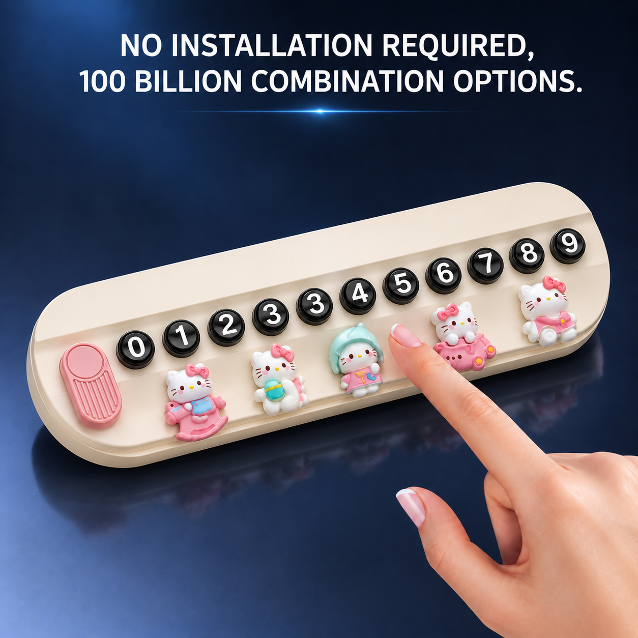 Temporary Car Parking Contact Number Display with Hello Kitty - Cream Color