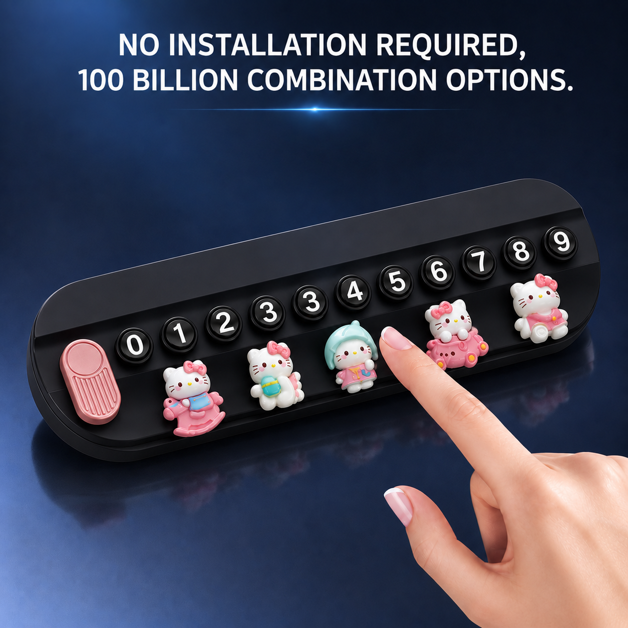 Temporary Car Parking Contact Number Display With Hello Kitty - Black Color
