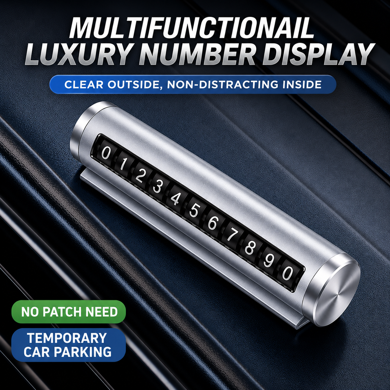 Temporary Car Parking Number Metal Display - Silver
