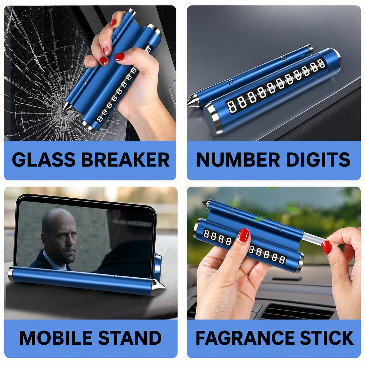 Temporary Car Parking Contact Number Display With Multi Use – Blue