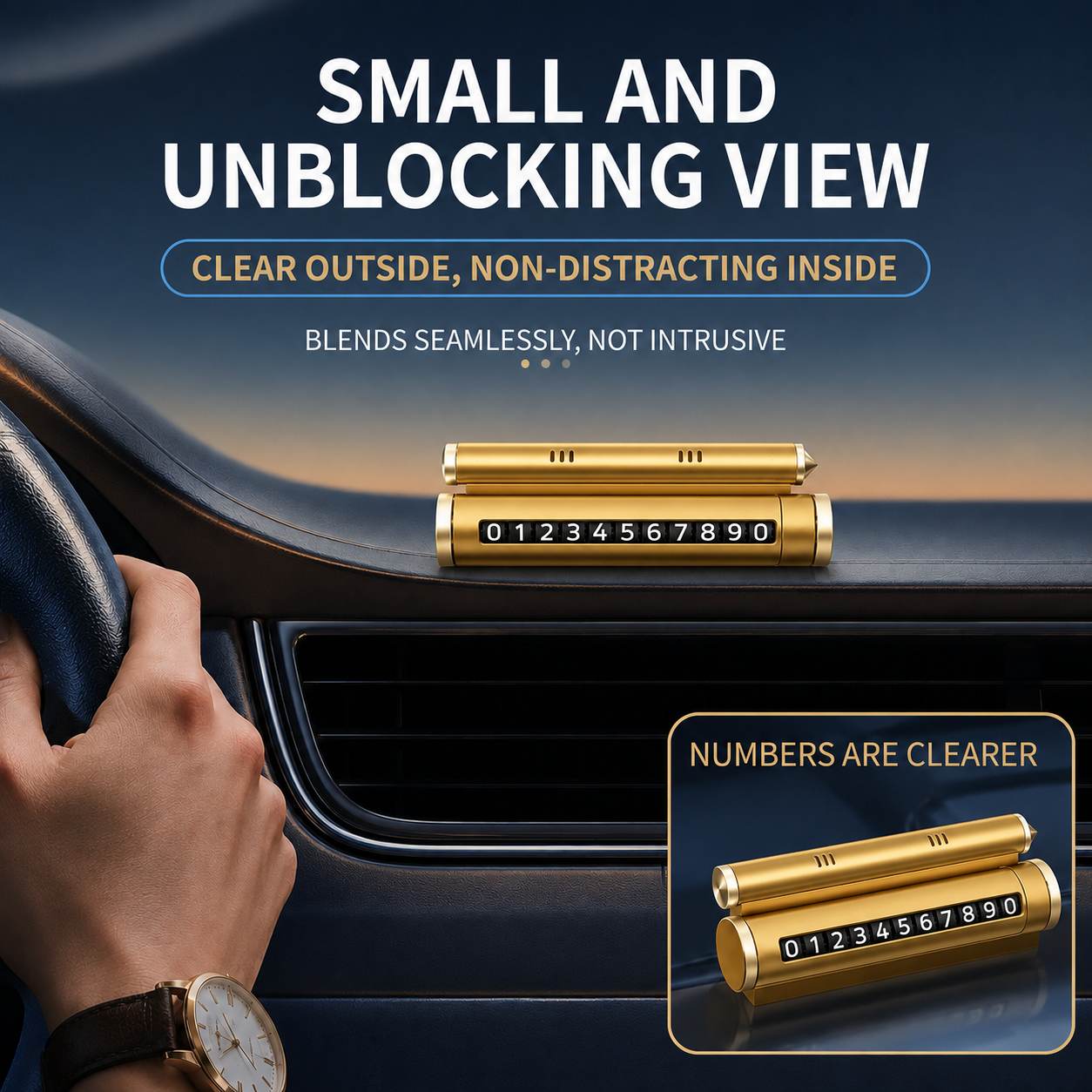 Temporary Car Parking Contact Number Display With Multi Use – Gold