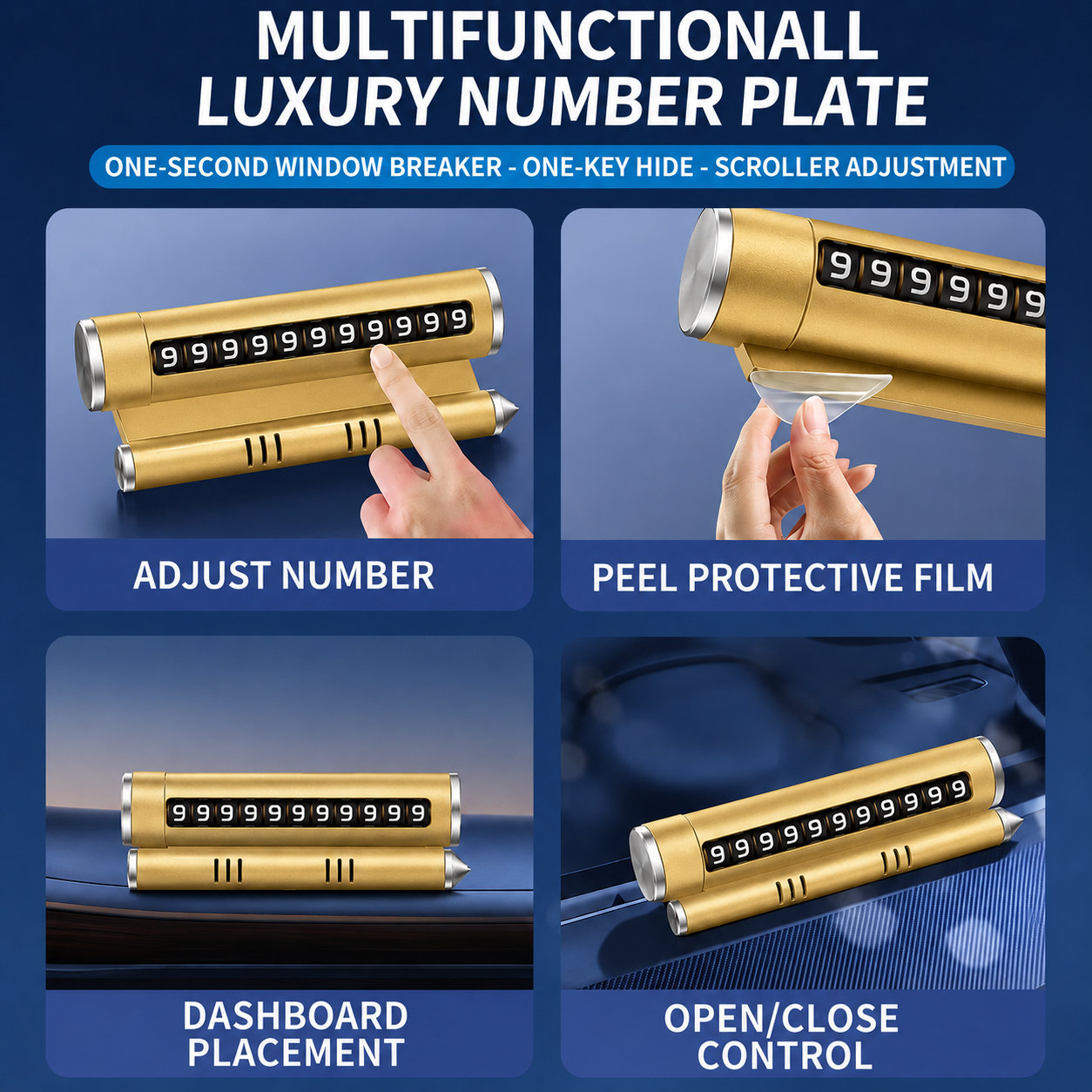 Temporary Car Parking Contact Number Display With Multi Use – Gold