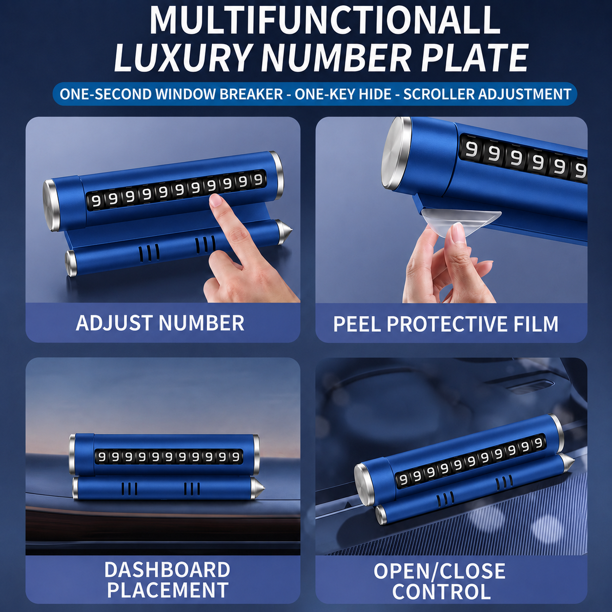 Temporary Car Parking Contact Number Display With Multi Use – Blue