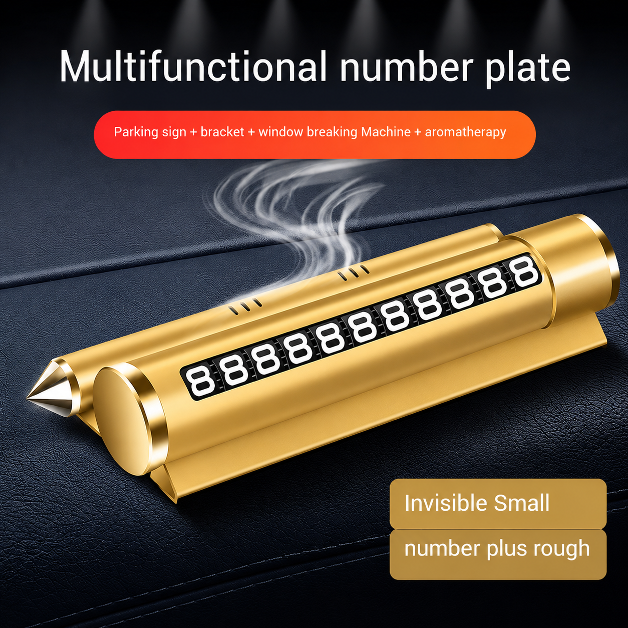 Temporary Car Parking Contact Number Display With Multi Use – Gold